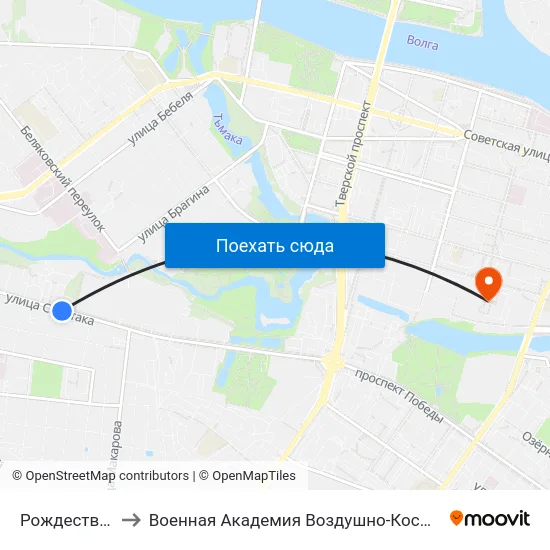 Рождественские Горки to Военная Академия Воздушно-Космической Обороны Имени Г.К. Жукова map