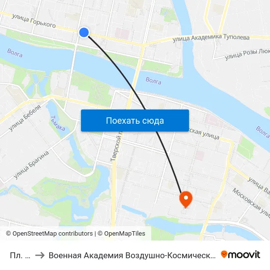 Пл. Мира to Военная Академия Воздушно-Космической Обороны Имени Г.К. Жукова map