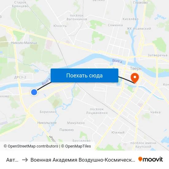 Автобаза to Военная Академия Воздушно-Космической Обороны Имени Г.К. Жукова map