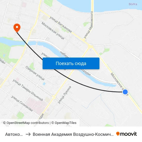 Автокооператив to Военная Академия Воздушно-Космической Обороны Имени Г.К. Жукова map