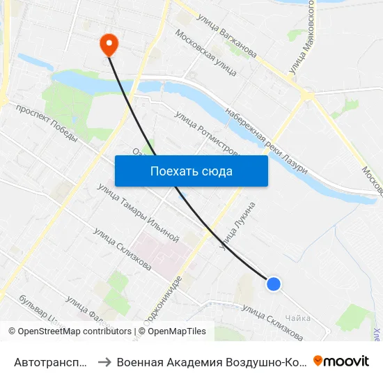 Автотранспортное Хозяйство to Военная Академия Воздушно-Космической Обороны Имени Г.К. Жукова map