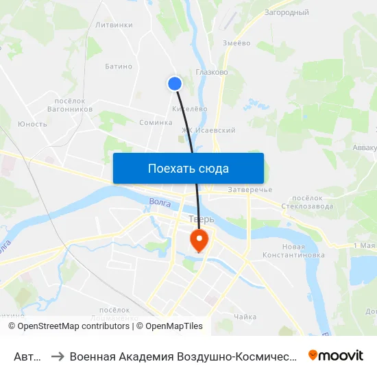 Автоюаза to Военная Академия Воздушно-Космической Обороны Имени Г.К. Жукова map