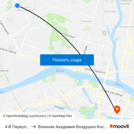4-Й Переулок Вагонников to Военная Академия Воздушно-Космической Обороны Имени Г.К. Жукова map