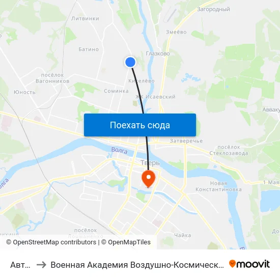 Автобаза to Военная Академия Воздушно-Космической Обороны Имени Г.К. Жукова map