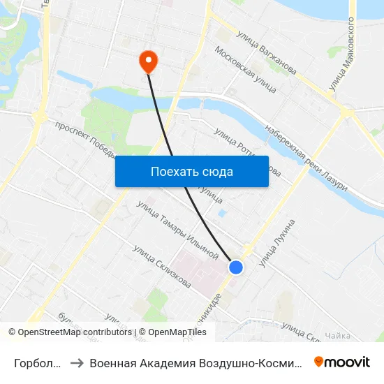 Горбольница №6 to Военная Академия Воздушно-Космической Обороны Имени Г.К. Жукова map