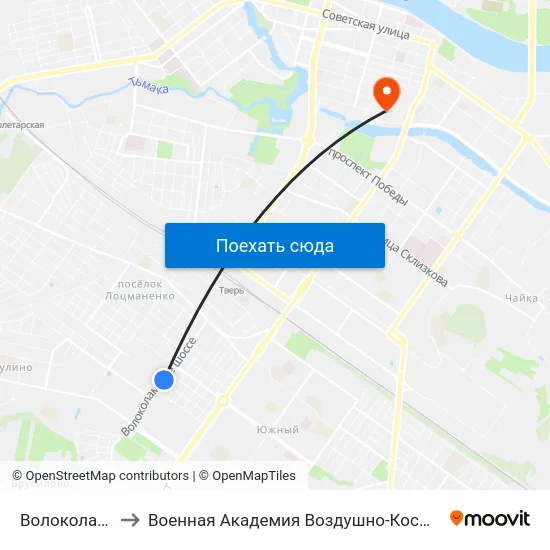 Волоколамское Шоссе to Военная Академия Воздушно-Космической Обороны Имени Г.К. Жукова map