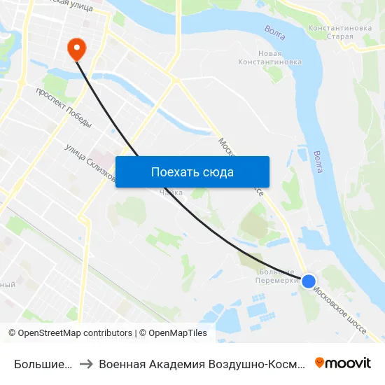 Большие Перемерки to Военная Академия Воздушно-Космической Обороны Имени Г.К. Жукова map