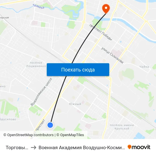 Торговый Парк №1 to Военная Академия Воздушно-Космической Обороны Имени Г.К. Жукова map