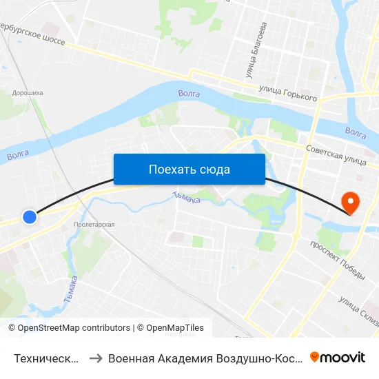 Технический Университет to Военная Академия Воздушно-Космической Обороны Имени Г.К. Жукова map