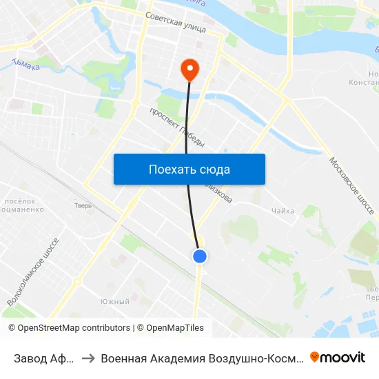 Завод Афанасий Пиво to Военная Академия Воздушно-Космической Обороны Имени Г.К. Жукова map
