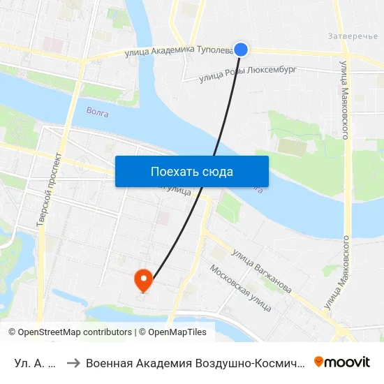 Ул. А. Невского to Военная Академия Воздушно-Космической Обороны Имени Г.К. Жукова map