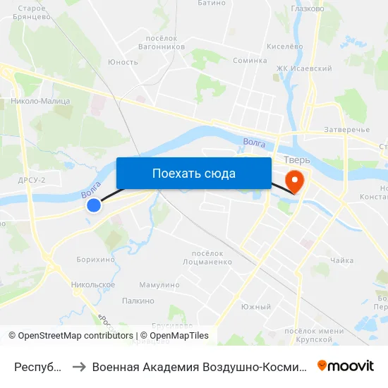 Республиканская to Военная Академия Воздушно-Космической Обороны Имени Г.К. Жукова map