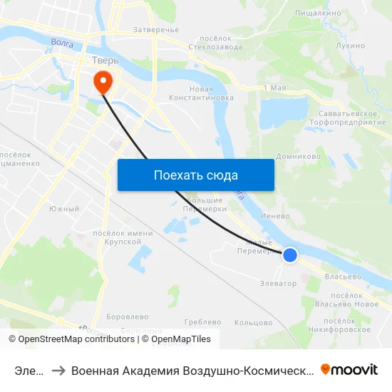 Элеватор to Военная Академия Воздушно-Космической Обороны Имени Г.К. Жукова map