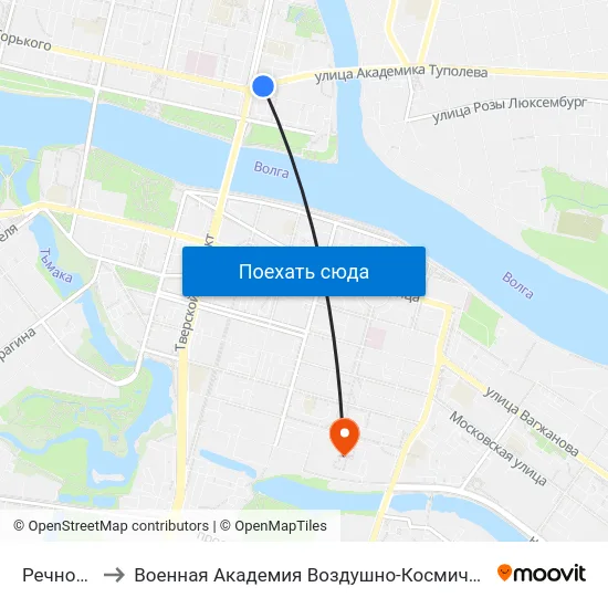 Речной Вокзал to Военная Академия Воздушно-Космической Обороны Имени Г.К. Жукова map