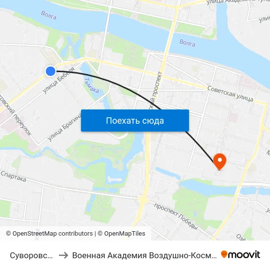 Суворовское Училище to Военная Академия Воздушно-Космической Обороны Имени Г.К. Жукова map