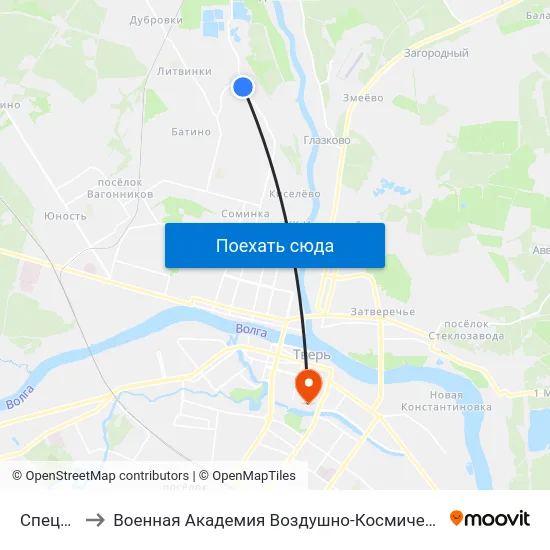 Спецмонтаж to Военная Академия Воздушно-Космической Обороны Имени Г.К. Жукова map