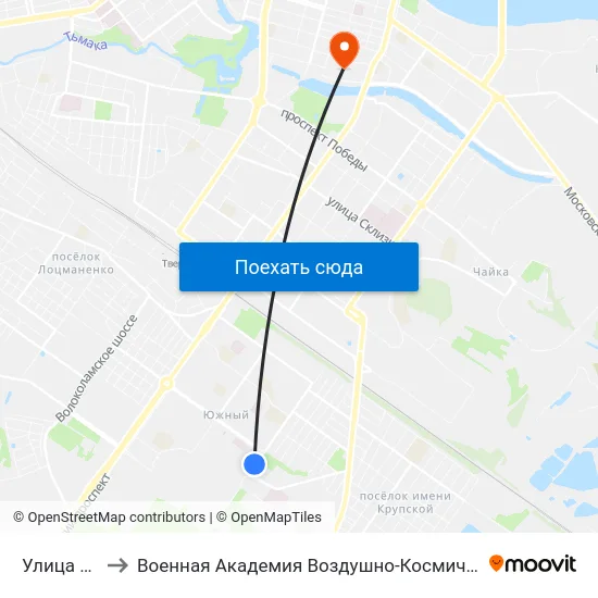 Улица Левитана to Военная Академия Воздушно-Космической Обороны Имени Г.К. Жукова map