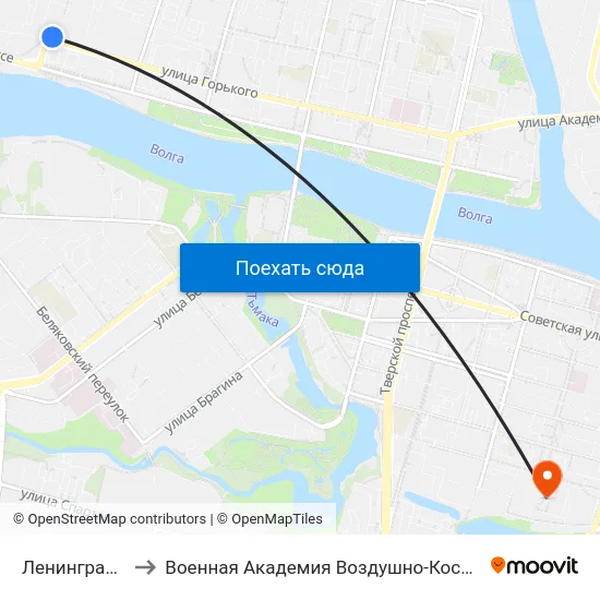 Ленинградская Застава to Военная Академия Воздушно-Космической Обороны Имени Г.К. Жукова map