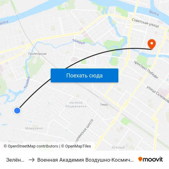 Зелёная Улица to Военная Академия Воздушно-Космической Обороны Имени Г.К. Жукова map