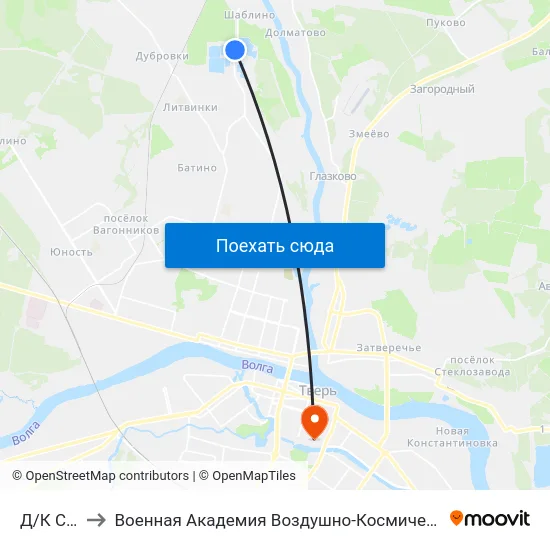 Д/К Светлый to Военная Академия Воздушно-Космической Обороны Имени Г.К. Жукова map