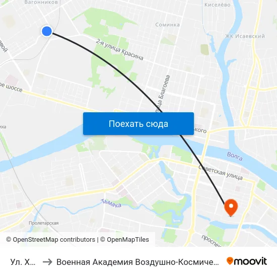 Ул. Хромова to Военная Академия Воздушно-Космической Обороны Имени Г.К. Жукова map
