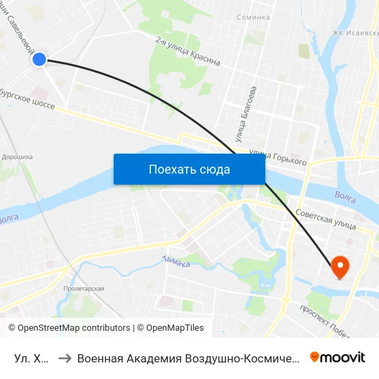 Ул. Хромова to Военная Академия Воздушно-Космической Обороны Имени Г.К. Жукова map