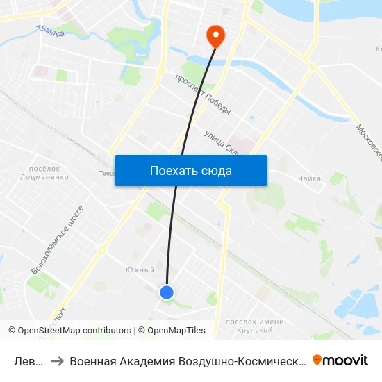 Левитана to Военная Академия Воздушно-Космической Обороны Имени Г.К. Жукова map