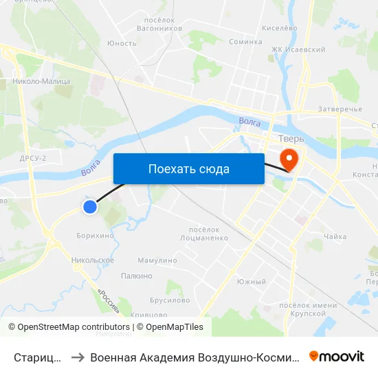 Старицкое Шоссе to Военная Академия Воздушно-Космической Обороны Имени Г.К. Жукова map