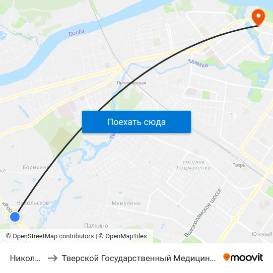 Никольское to Тверской Государственный Медицинский Университет map