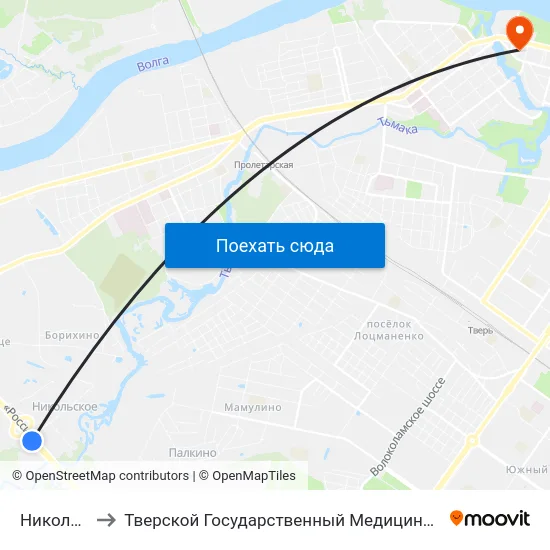 Никольское to Тверской Государственный Медицинский Университет map