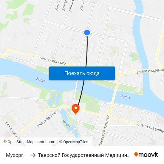 Мусоргского to Тверской Государственный Медицинский Университет map
