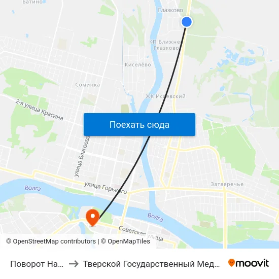 Поворот На Глазково to Тверской Государственный Медицинский Университет map