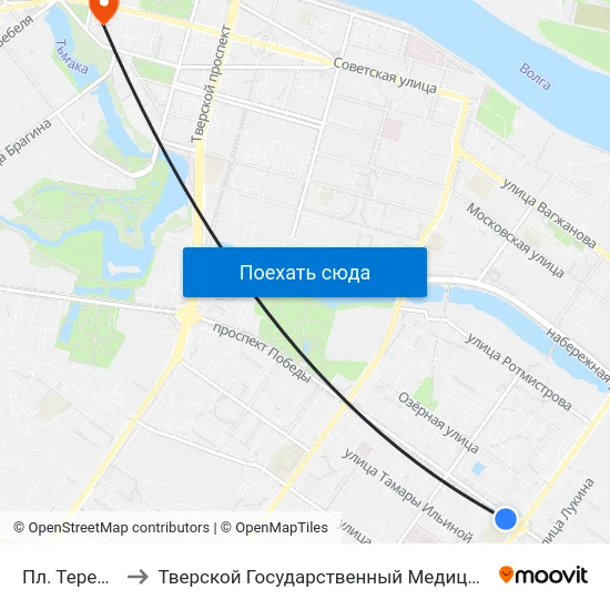 Пл. Терешковой to Тверской Государственный Медицинский Университет map