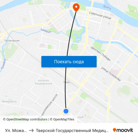 Ул. Можайского to Тверской Государственный Медицинский Университет map