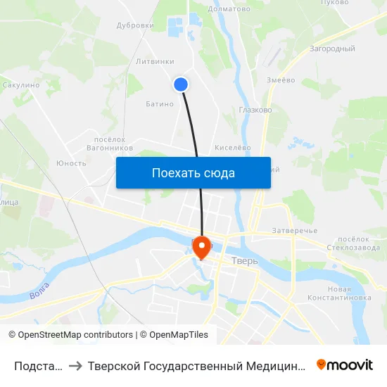 Подстанция to Тверской Государственный Медицинский Университет map