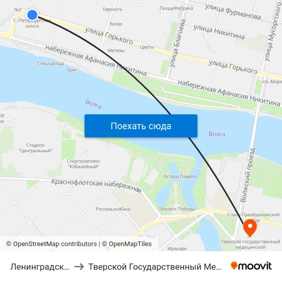 Ленинградская Застава to Тверской Государственный Медицинский Университет map