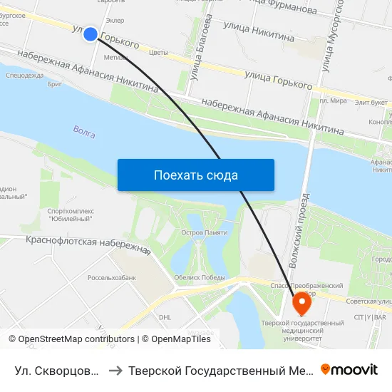 Ул. Скворцова- Степанова to Тверской Государственный Медицинский Университет map