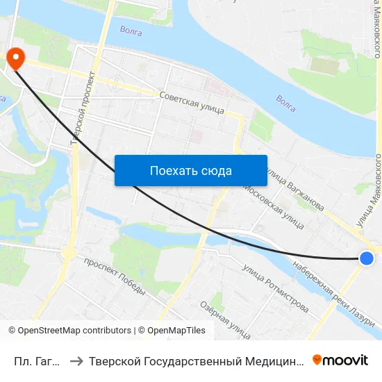 Пл. Гагарина to Тверской Государственный Медицинский Университет map