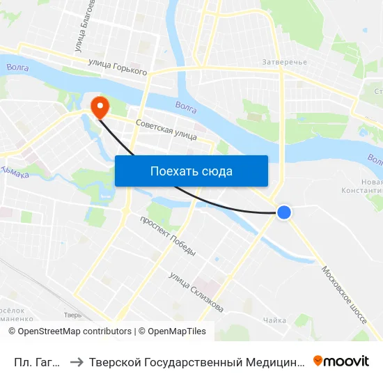 Пл. Гагарина to Тверской Государственный Медицинский Университет map