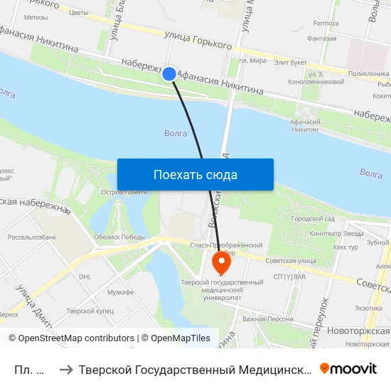Пл. Мира to Тверской Государственный Медицинский Университет map