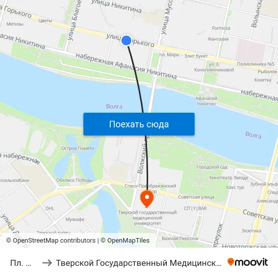 Пл. Мира to Тверской Государственный Медицинский Университет map
