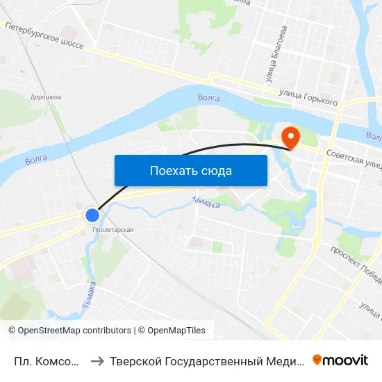 Пл. Комсомольская to Тверской Государственный Медицинский Университет map