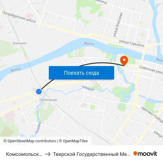 Комсомольская Площадь to Тверской Государственный Медицинский Университет map