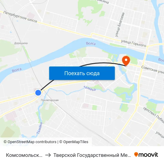 Комсомольская Площадь to Тверской Государственный Медицинский Университет map