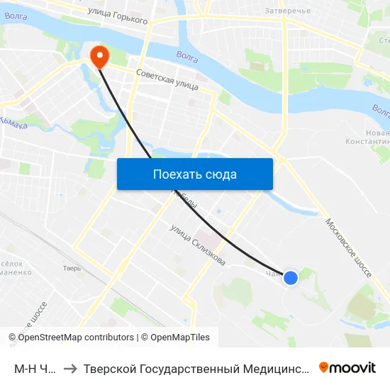 М-Н Чайка to Тверской Государственный Медицинский Университет map