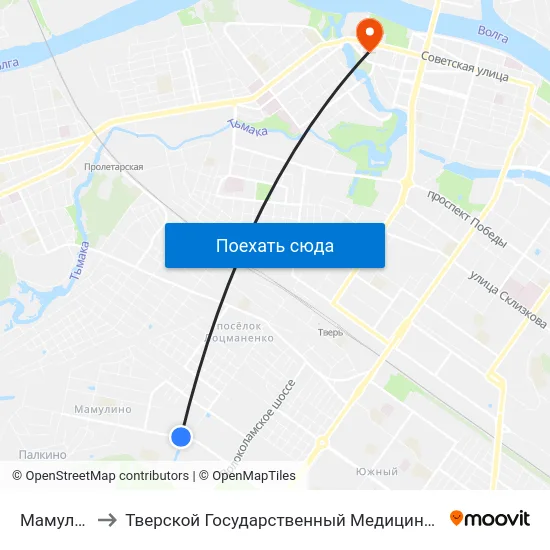 Мамулино-2 to Тверской Государственный Медицинский Университет map