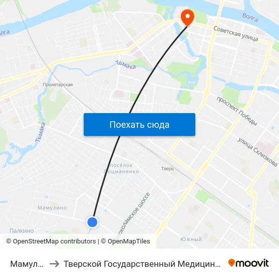 Мамулино-2 to Тверской Государственный Медицинский Университет map