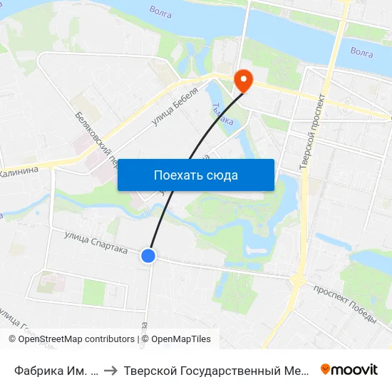 Фабрика Им. Вагжанова to Тверской Государственный Медицинский Университет map