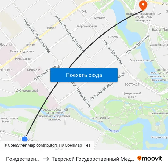 Рождественские Горки to Тверской Государственный Медицинский Университет map