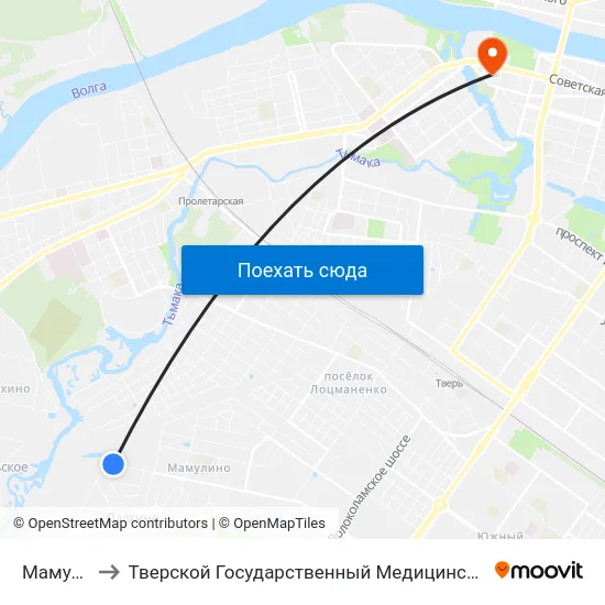 Мамулино to Тверской Государственный Медицинский Университет map